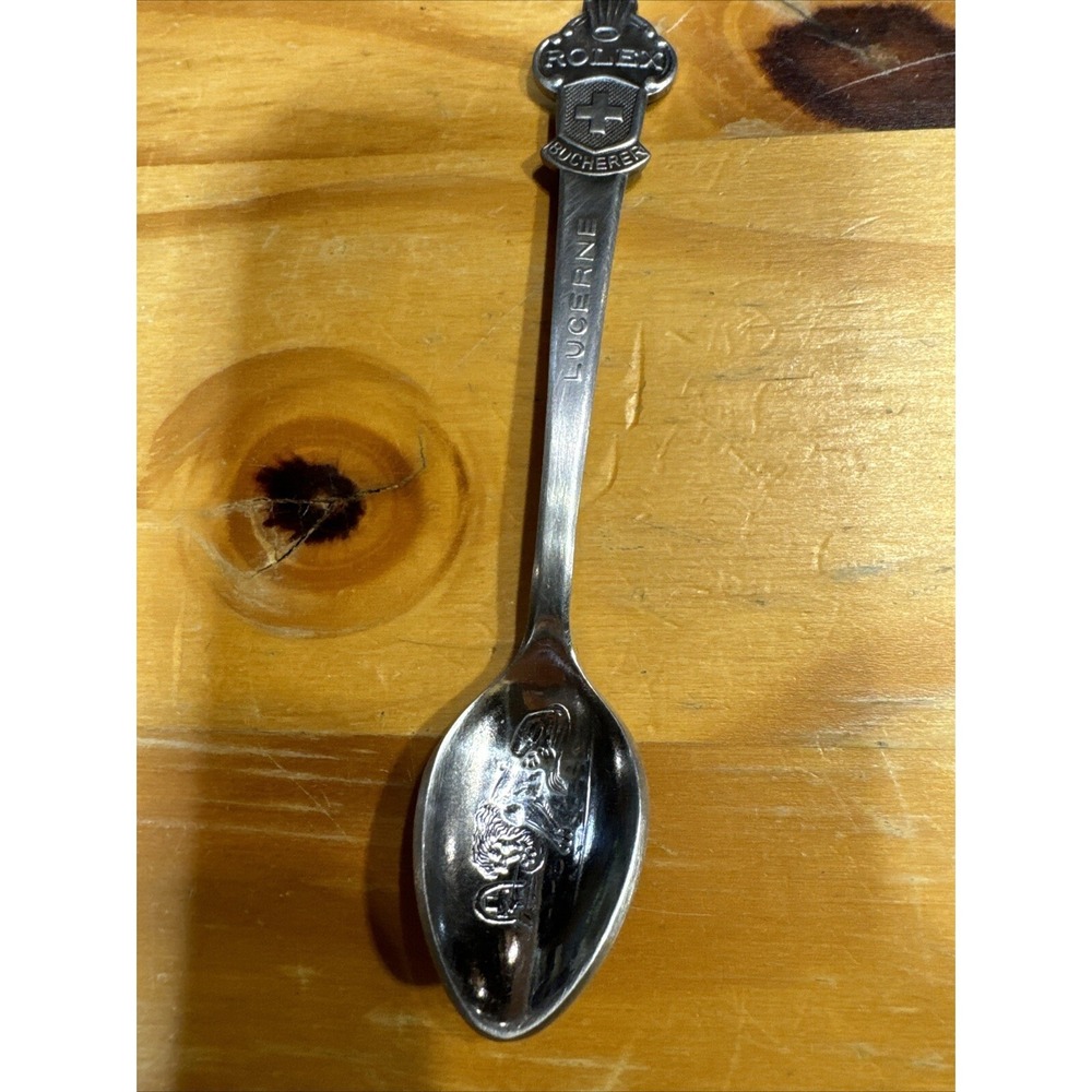 Rolex Bucherer Watches Lucerne Lion Rose Silverplate Collectible Spoon